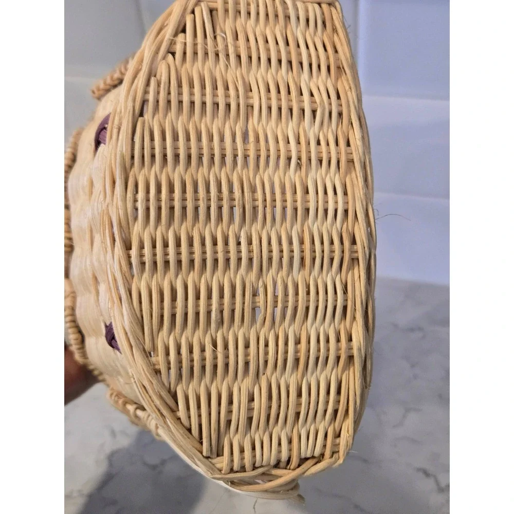 Unbranded Owl Wicker Wall Basket Tan Excellent Boho Rattan Hanging Pocket Decor - Picture 7 of 14